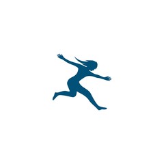 Fototapeta na wymiar Running people silhouette illustration
