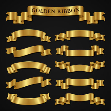 set of luxury gold ribbons