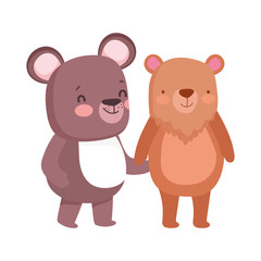 Obraz na płótnie Canvas little teddy bear and bear cartoon character on white background