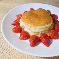 pancake and strawberry fruit sweet dessert homemade food