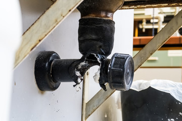 Burnt-out drain pipe