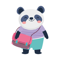 Fototapeta premium back to school education cute panda with schoolbag