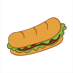 Vector illustration of sandwich sign. hand drawn delicious sandwich. Beautiful food design elements, perfect for any business related to the food industry.