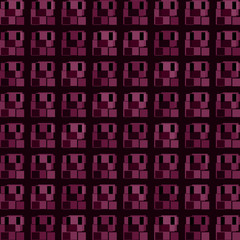 Dark tile of pink intersecting rectangles and interweaving bricks.