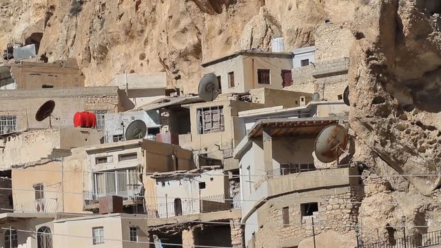War devastation in the town of Maaloula, Syria