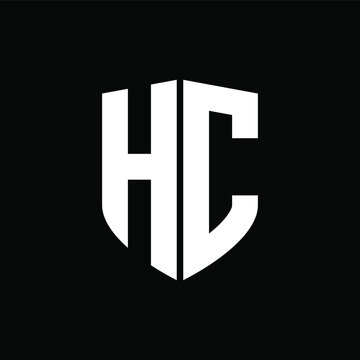 HC logo monogram with shield shape design template