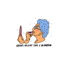 Handdrawn vector illustration-old lady lipstick. Funny sketch, print. Cartoon character. - 320956323