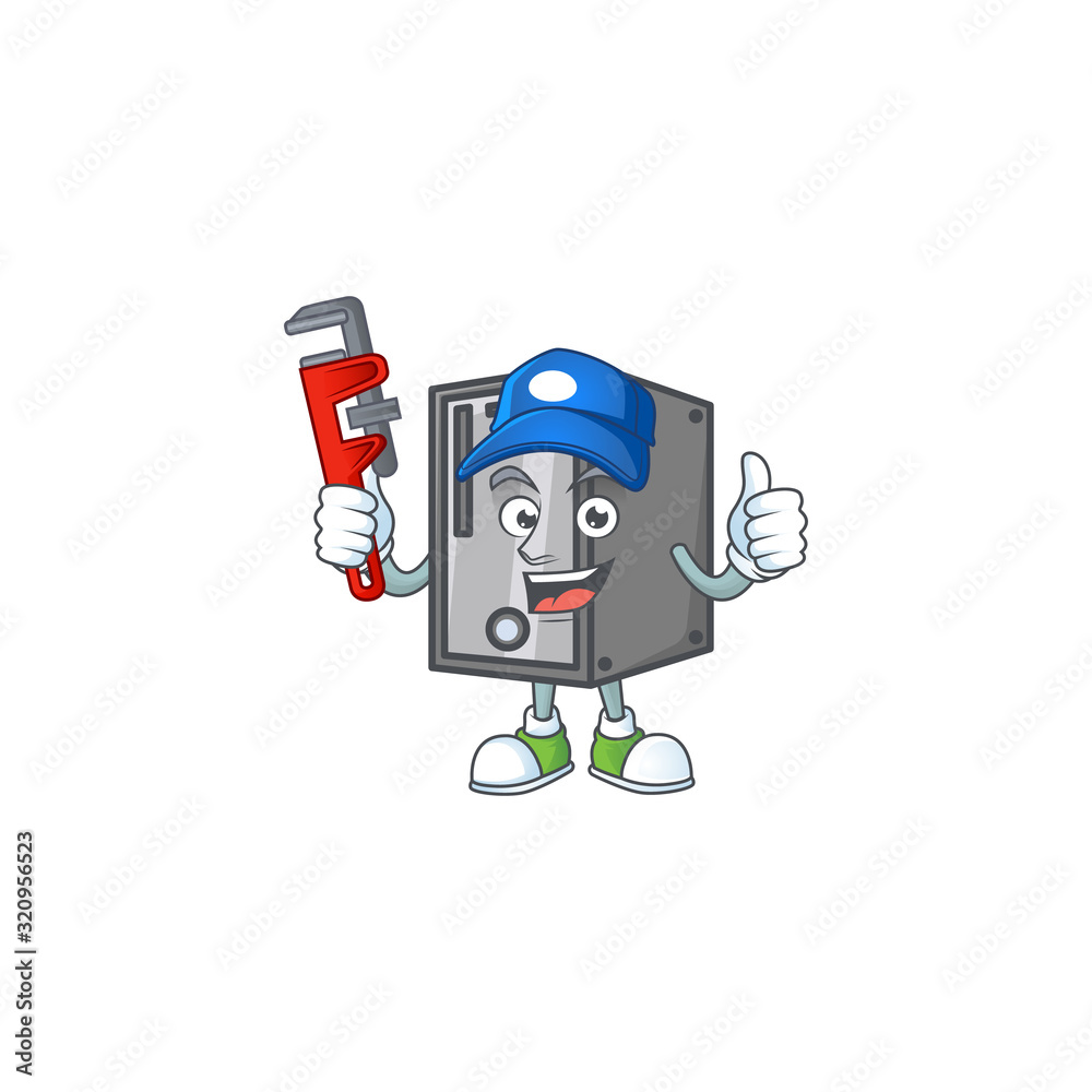 Sticker smiley plumber cpu on mascot picture style