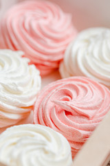 white and pink marshmallows in a box