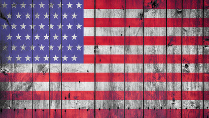 Fototapeta na wymiar United states flag painted on wooden background