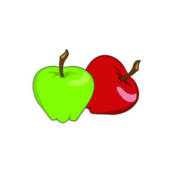 Apples green red. Fresh fruit. Healthy vegan food. Vector graphic illustration
