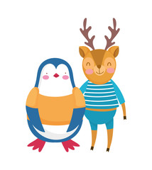 back to school education deer and penguin with clothes