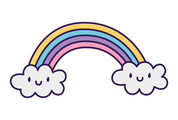 cute rainbow clouds kawaii fantasy cartoon character