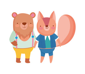 back to school education cute squirrel and bear