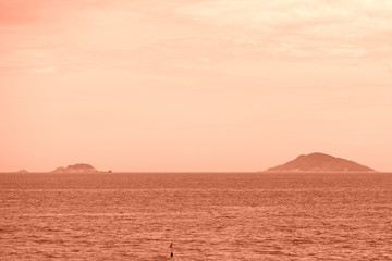 Beautiful seascape in the morning. Hoi An, Vietnam. Orange color toned