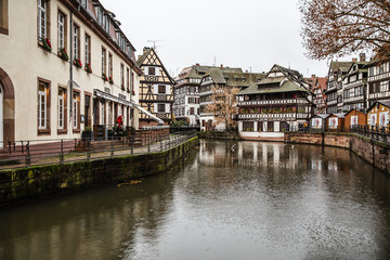 Fototapeta na wymiar Water canal of Strasbourg, Alsace, France.