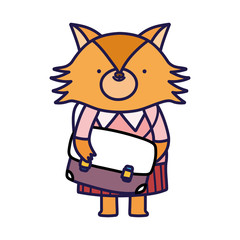 back to school education cute fox with schoolbag