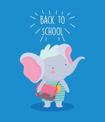 back to school education cute little elephant with backpack