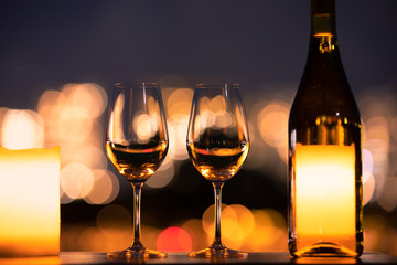 Table wine and romantic view