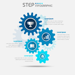 Gear wheel elements with options,processes or workflow infographic flat style vector illustration