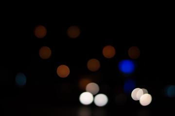 Night light bokeh, defocused bokeh lights.