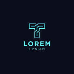 T letter logo initial logotype icon vector in elegant simple style 
