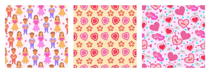 vector illustration of Happy Valentine's Day greetings seamless pattern background