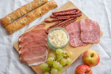 healthy family dinner setting concept on a table