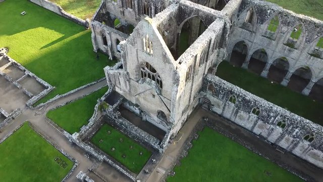 Tintern Abbey Wye Valley scenic footage of English Village and old monastry
