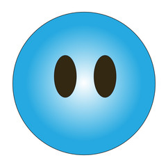 Voiceless emoji. Blue silent emoticon without mouth and with big black eyes looking as if in shock. Expression of being silent, mute, speechless, voiceless, shocked, dumbstruck or lost for words.