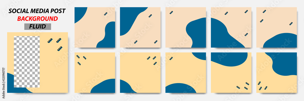 Canvas Prints set collection of square banner layout template background in blue, yellow color and memphis dot pat