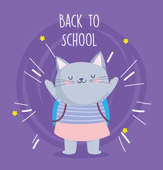 back to school education cute cat with backpack