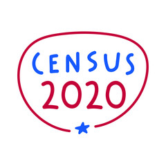 Vector hand drawn badge illustration - Census 2020.