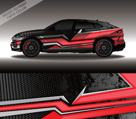 Car wrap decal design vector, custom livery race rally car vehicle sticker and tinting.