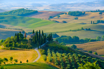 Late summer aerial landscape of valley in Tuscany © Anton Gvozdikov