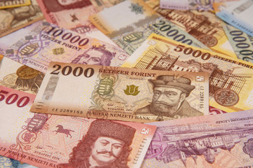 Stack of banknotes as background (Hungarian Forint) Europe Hungary