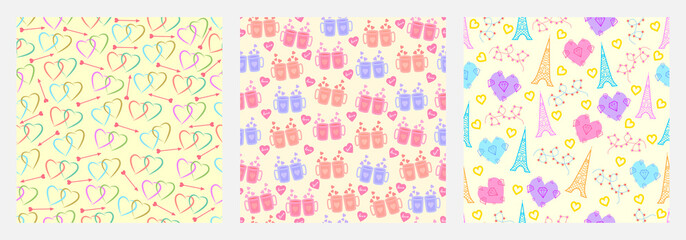 vector illustration of Happy Valentine's Day greetings seamless pattern background