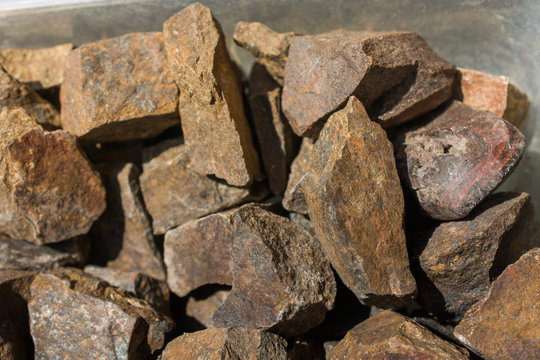 Bronzite gemstone as natural mineral rock