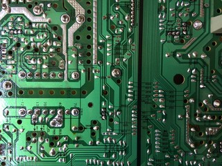 Part of a printed circuit board of a computer.