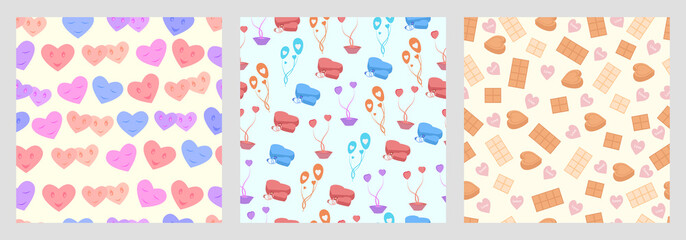vector illustration of Happy Valentine's Day greetings seamless pattern background