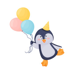 Arctic Penguin with Black and White Belly Isolated on White Background Vector Illustration