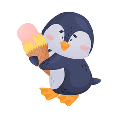 Arctic Penguin with Black and White Belly Isolated on White Background Vector Illustration