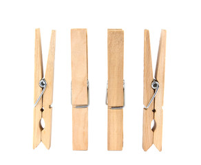 Set of decorative  clothespins isolated on white background