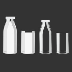 Full and milk bottle and glass design vector