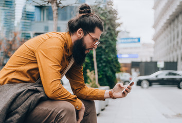 Bearded young hipster