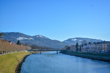 River in Salzburg, Austria, in Sunshine