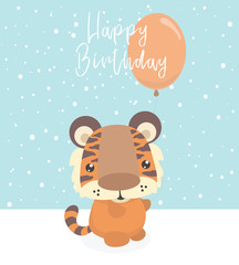 Greeting card with animals vector illustration..