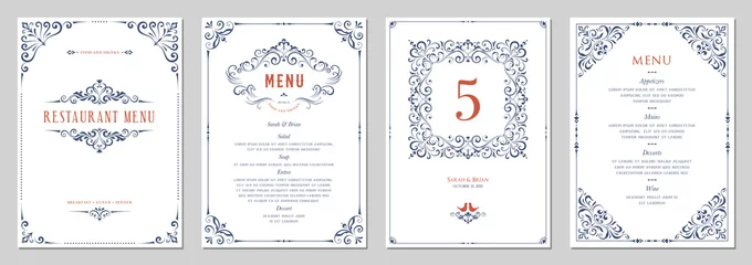 Fotobehang Ornate classic templates set in vintage style. Wedding and restaurant menu.  © KatyaKatya