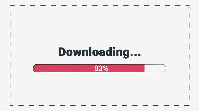 web file Downloading animation, Downloading file from the cloud with Uploading Process Animation, Red colour Downloading Process Animation 0 to 100.