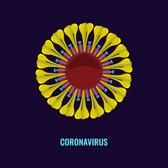 Coronavirus icon sign. Flat and solid color vector illustration.